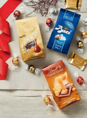 Baci Chocolate Bag 125g, Lindt Lindor Bag 123g-125g or Caramel Squares 124g