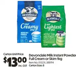 Campbells Wholesale Milk Instant Powder Full Cream or Skim offer