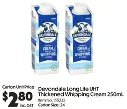 Long Life UHT Thickened Whipping Cream