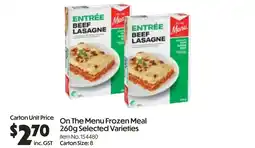 Campbells Wholesale On The Menu Frozen Meal offer