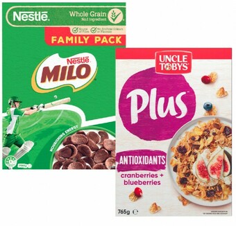 Coles Uncle Tobys Plus 705g-820g or Nestlé Milo Cereal 700g offer