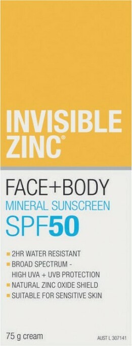 Coles Invisible Zinc Face & Body Sunscreen SPF50 150g** offer