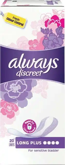 Coles Always Discreet Long Plus Sensitive Bladder Liners 20 Pack offer