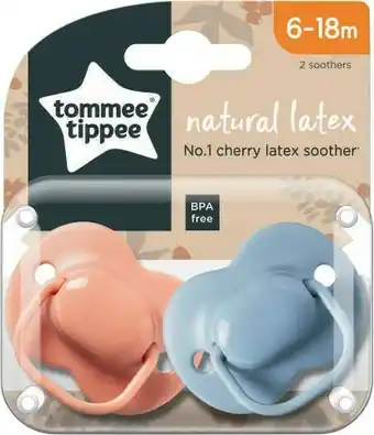 Coles Tommee Tippee Cherry Latex Soothers 0-6 Months or 6-18 Months 2 Pack offer