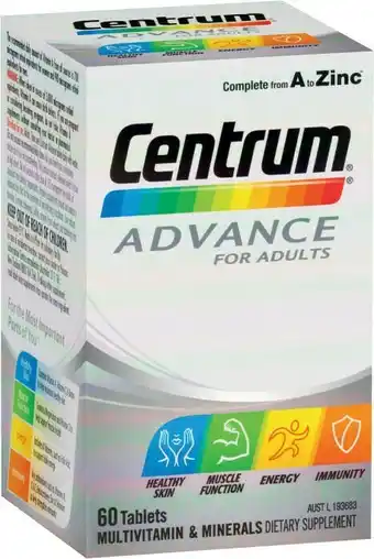 Coles Centrum Advance Multivitamin & Mineral Tablets 60 Pack offer