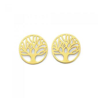 Prouds 9ct Gold Tree of Life Disc Stud Earrings offer