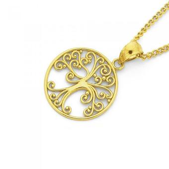 Prouds 9ct Gold Filigree Tree of Life Pendant offer