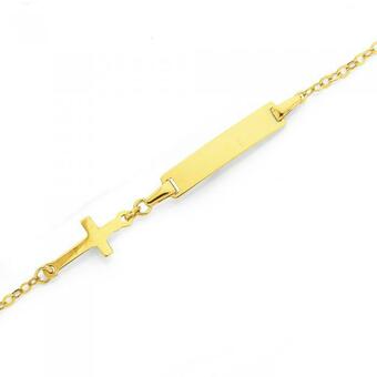 Prouds 9ct Gold 16cm I.D. Cross Bracelet offer