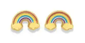 Prouds 9ct Gold Rainbow Enamel with Clouds Stud Earrings offer