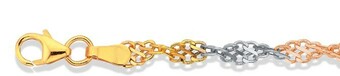 Prouds 9ct Gold Tri Tone 19cm Solid Twisted Infinity Bracelet offer