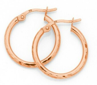 Prouds 9ct Rose Gold 2x15mm Diamond-cut Hoop Earrings offer
