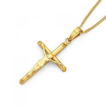 Prouds 9ct Gold 26mm Crucifix Cross Pendant offer