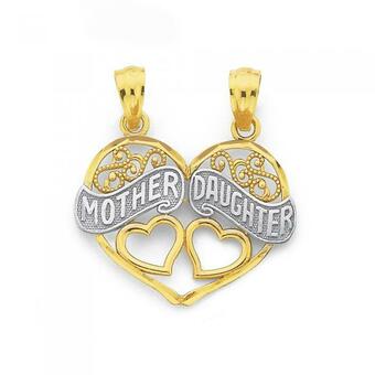 Prouds 9ct Gold Two Tone 'Mother & Daughter' Share Pendant offer