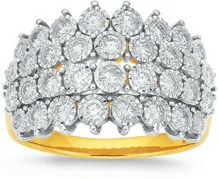 Prouds 9ct Gold Two Tone Diamond Wide Bubble Band offer