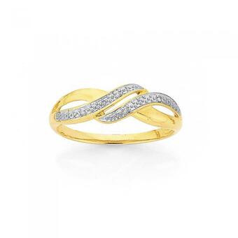 Prouds 9ct Gold Diamond Double Swirl Love Dress Ring offer