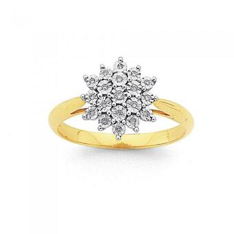 9ct Gold Diamond Starburst Cluster Ring
