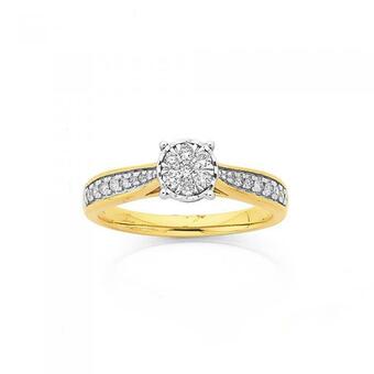 Prouds 9ct Gold Diamond Cluster Ring offer