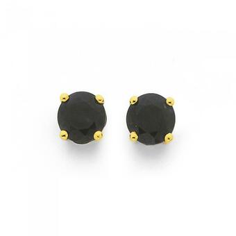 Prouds 9ct Gold 5mm Black Sapphire Stud Earrings offer