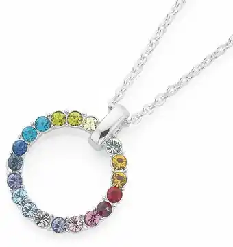 Prouds Sterling Silver Rainbow Crystal Circle Pendant offer