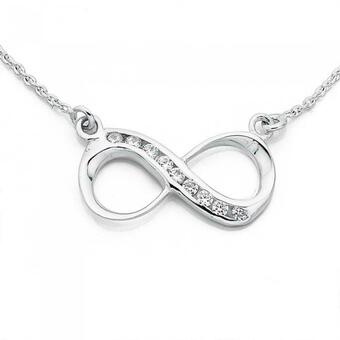 Prouds Sterling Silver Cubic Zirconia Infinity Necklet offer