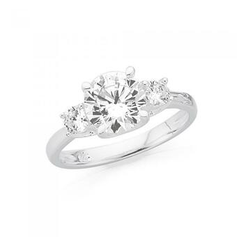 Prouds Sterling Silver Three Cubic Zirconia Ring offer