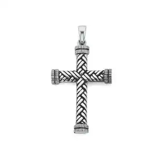 Prouds Sterling Silver Oxidised Woven Cross offer