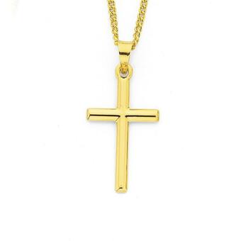 Prouds 9ct Gold 21mm Plain Cross Pendant offer