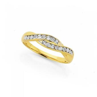 Prouds 9ct Gold Diamond Crossover Swirl Dress Ring offer