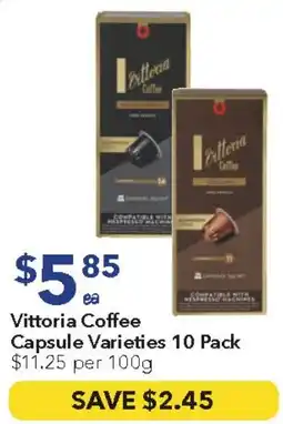Ritchies Vittoria coffee capsule varieties offer