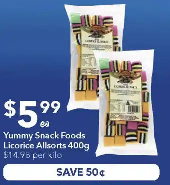 Ritchies Yummy snack foods licorice allsorts offer