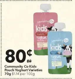 Ritchies Community co kids pouch yoghurt varieties offer