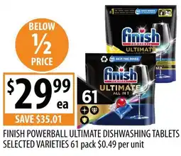Supabarn Finish powerball ultimate dishwashing tablets selected varieties 61 pack offer