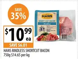 Supabarn Hans rindless shortcut bacon offer