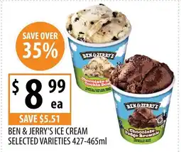 Ben & jerry's ice cream selected varieties