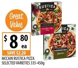 Supabarn Mccain rustica pizza selected varieties offer