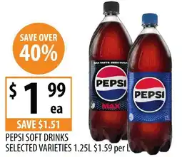 Supabarn Pepsi soft drinks selected varieties offer