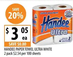 Supabarn Handee paper towel ultra white offer