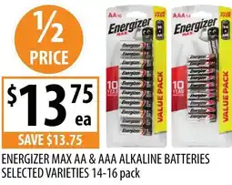 Supabarn Energizer max aa & aaa alkaline batteries offer