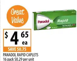 Supabarn Panadol rapid caplets offer