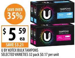Supabarn U by kotex bulk tampons offer