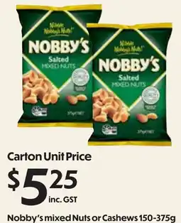 Campbells Wholesale Nobby's mixed nuts or cashews offer