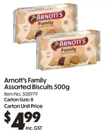 Campbells Wholesale Arnott's family assorted biscuits offer