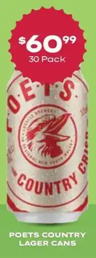 Poets country lager cans