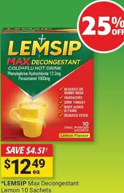 Cincotta Chemist Lemsip max decongestant offer