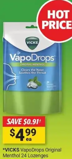 Cincotta Chemist Vicks vapodrops original menthol offer