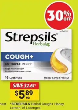 Cincotta Chemist Strepsils herbal cough honey lemon offer