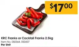 C-Store Distribution KRC Franks or Cocktail Franks offer