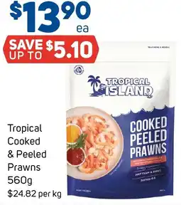 Foodland Tropical cooked & peeled offer