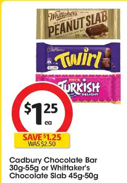 Coles Cadbury Chocolate Bar or Whittaker's Chocolate Slab offer