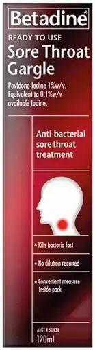 Soul Pattinson Chemist Betadine Sore Throat Gargle 120mL offer